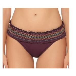 Bleu Rod Beattie AUBERGINE Purple Rainbow Band Bikini Swim Bottom US 14 NWT